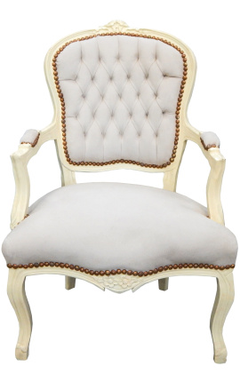 Sessel aus beigem und beigem Holz im Louis-XV-Stil