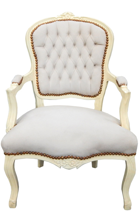 Fåtölj av Louis XV-stil beige och beige trä
