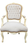 Nojatuoli Louis XV -tyylistä beigeä ja beigeä puuta
