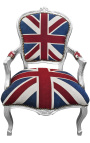 "Union Jack" baročni fotelj Louis XV Slog in srebrni les - 1