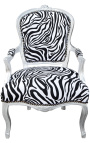 Barokový kreslo štýlu Louis XV zebra a strieborené drevo