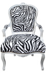 Fauteuil barok in Lodewijk XV-stijl zebra en verzilverd hout