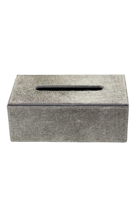 Plnitelná krabička na papírové kapesníky z šedé hovězí kůže