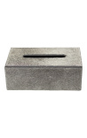 Refillable tissue box in gray cowhide