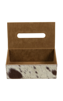 Brown and White Cowhide Rectangular Serving Platters (Set of 3)