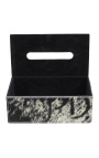 Caixa de lenços recarregáveis de couro preto e branco