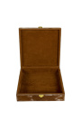 Ensemble de boite à bijoux carrées en peau de vache marron et blanc (ensemble de 3)