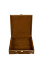 Pudełko na biżuterię z brązowej i białej skóry bydlęcej (zestaw 3 sztuk)