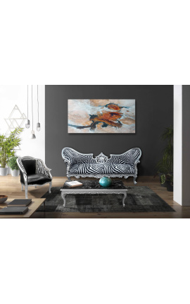 Stort sofabord Barok stil forsølvet træ og sort marmor