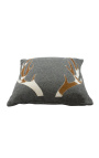Square Cushion cowhide ja wool "Deer Antlers" 45 x 45