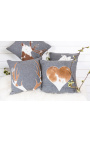 Cushion Square în cowhide și lup "inima" 45 x 45