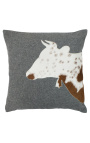 Plokštinės pagalvės iš karvės odos ir vilnos "karvė" 45 x 45