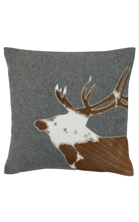 Plac Cushion w Cowhide i wool "deer" 45 x 45