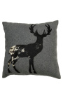 Square cushion in cowhide en wool "staan deer" 45 x 45