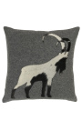 Cushion Square în cowhide și lup "războinic" 45 x 45