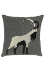 Square cushion in cowhide and wool "running deer" 45 x 45
