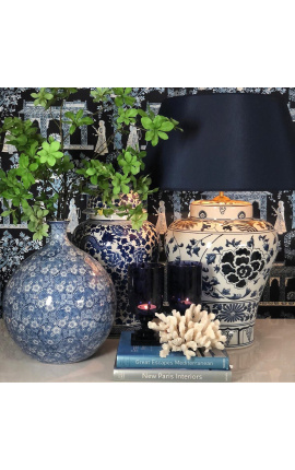 Decorative urn-type &quot;Lord&quot; vase in enamelled blue ceramic, medium model