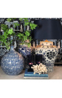 Vase type urne décorative "Lord" en céramique bleu émaillé moyen modèle