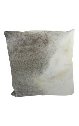 Square cushion in gray cowhide 45 x 45