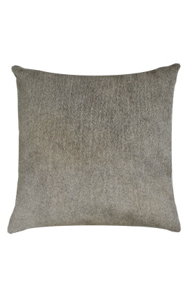 Cuscino quadrato in cuoio grigio 45 x 45