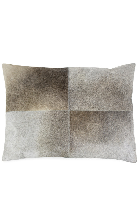 Almofada retangular em couro bovino cinza 60 x 45