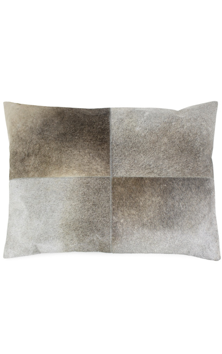 Rectangular cushion in gray cowhide 60 x 45