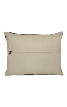 Cuscino rettangolare in cuoio marrone e bianco con bretelle 45 x 35