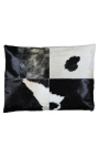 Coussin rectangulaire en peau de vache noir et blanc 60 x 45