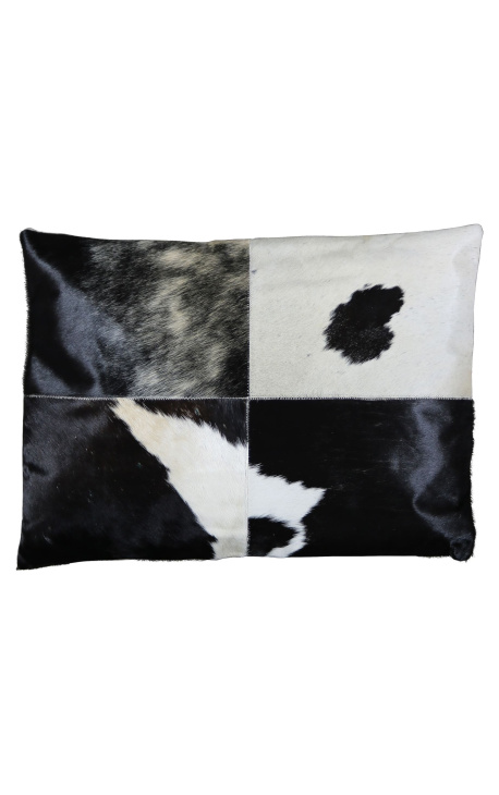 Stačiakampė pagalvėlė iš rudos ir baltos karvės odos 60 x 45