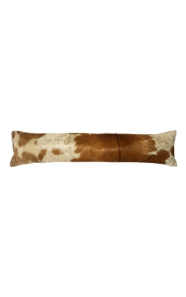 Coussin anti courant d'air cale porte en peau de vache marron et blanc