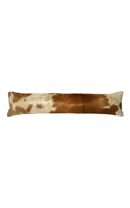 Подушка дверного блокиратора из коричневой и белой воловьей кожи