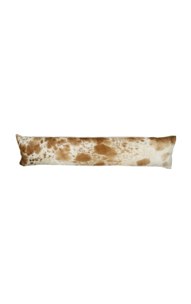 Coussin anti courant d&#039;air cale porte en peau de vache marron et blanc