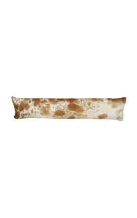 Cushion wedge door blocker in brown and white cowhide