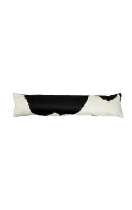 Cushion wedge door blocker in black and white cowhide