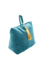 Coussin cale porte bloqueur de porte en velours bleu clair avec pompon