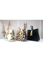 Leopard velvet door blocker wedge cushion with tassel