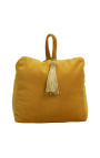 Coussin cale porte bloqueur de porte en velours miel avec pompon