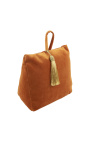 Coussin cale porte bloqueur de porte en velours orange avec pompon