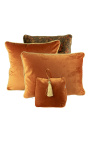 Orange colored velvet door blocker wedge cushion with tassel