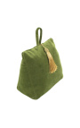 Coussin cale porte bloqueur de porte en velours vert avec pompon