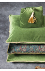 Aksamitna poduszka klinowa blokująca drzwi w kolorze zielonym z chwostem