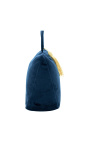 Cuscino a cuneo per porta bloccaporta in velluto blu navy con pompon