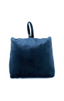 Cuscino a cuneo per porta bloccaporta in velluto blu navy con pompon