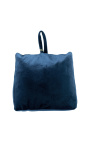 Navy blue colored velvet door blocker wedge cushion with tassel