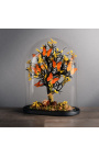 Бабочки "Аппиас Неро" в осенних красках под овальным стеклянным колпаком