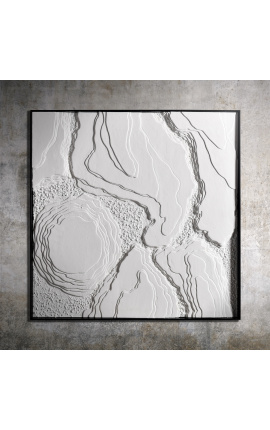 Tableau contemporain carré Stratigraphies de Blancs - Opus 2