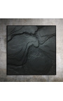 Tableau contemporain carré Stratigraphies de Noirs - Opus 2