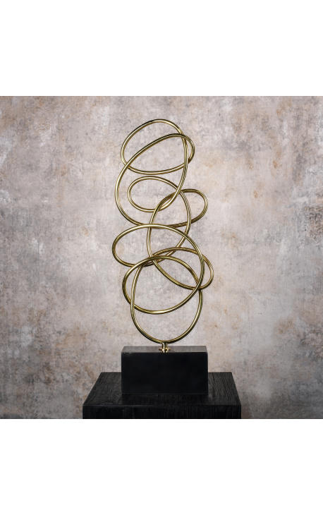 Grande scultura di spirali in ottone su supporto in marmo