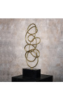 Grande sculpture de spirales en laiton sur support en marbre