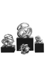 Conjunto de 4 esferas de cabo de vidro metálico e prata